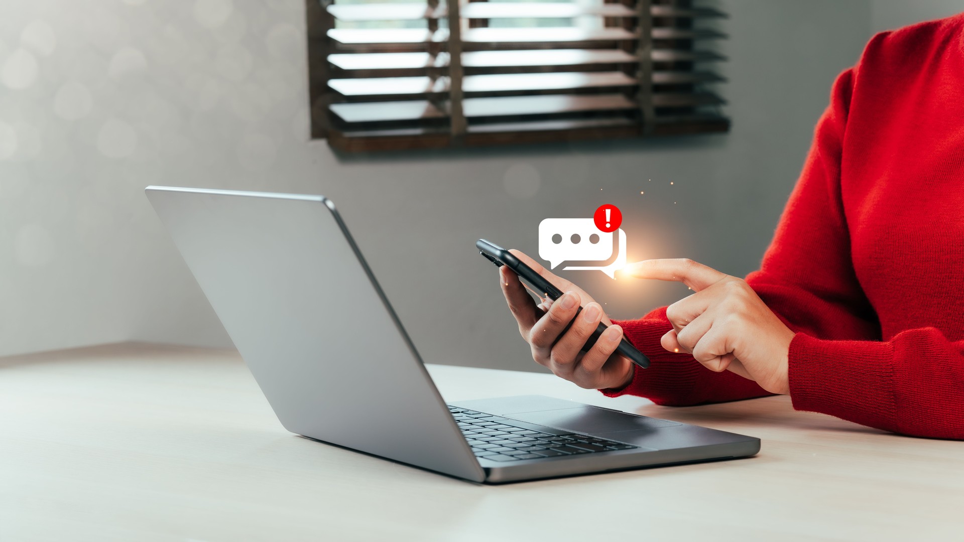 Hands of a businesswoman using a smartphone for answering emails with notifications online communication concept Buy things online